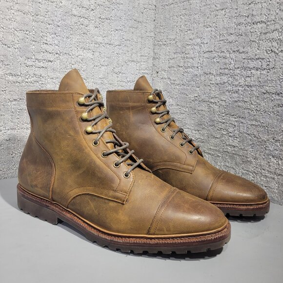 Meermin Tobacco Waxy Calf Men's Size 11 UK 12 US Brown Leather Cap Toe Boots - Picture 4 of 9